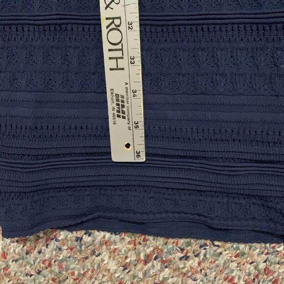 Marchesa Voyage Navy Blue Sleeveless Stitch Knit Sheath Below Knee Dress Size L - Picture 16 of 16